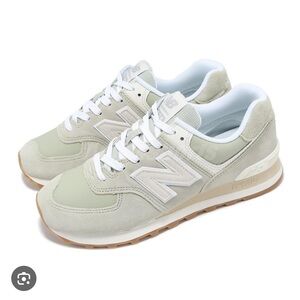 New Balance 574 Women's Green and White Sneakers